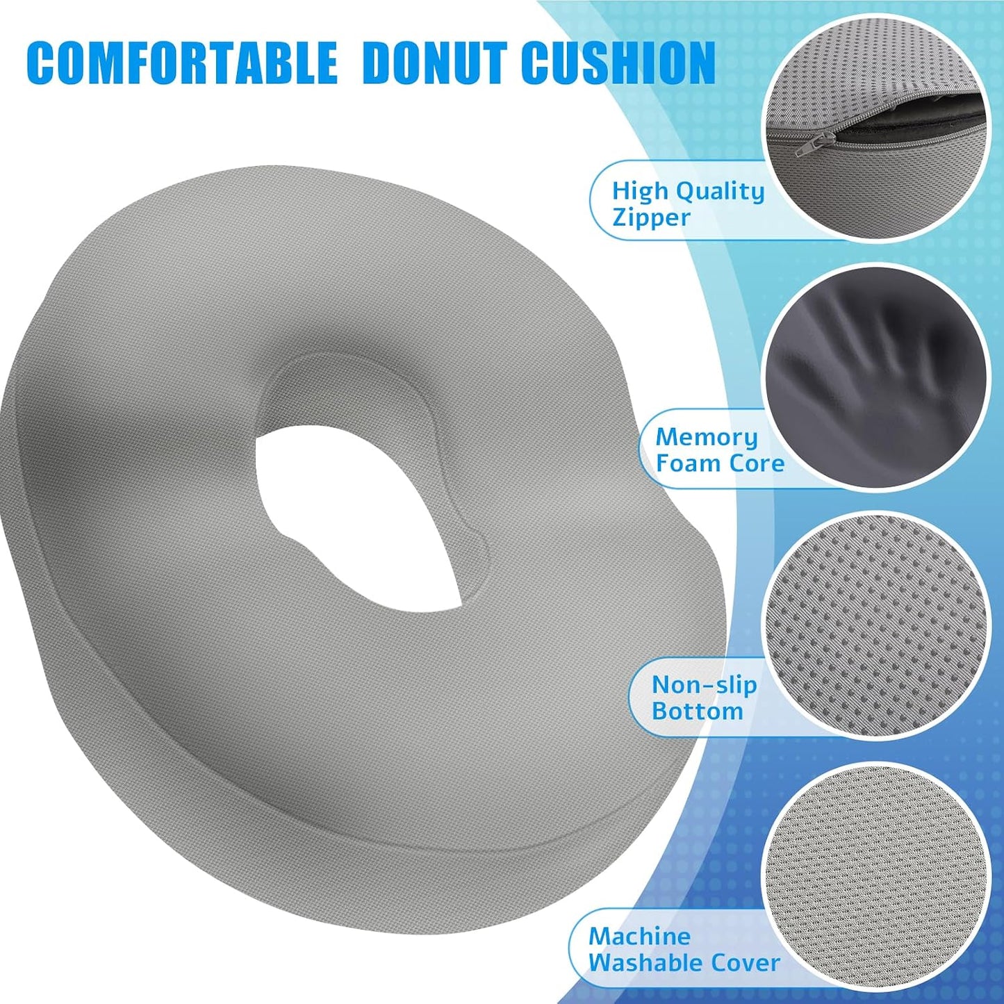 BlissTrends Donut Pillow Seat Cushion,Donut Chair Cushions for Postpartum Pregnancy & Hemorrhoids,Tailbone Pain Relief Cushion,Memory Foam Lifting Cushions for Office&Home Chairs (Black)