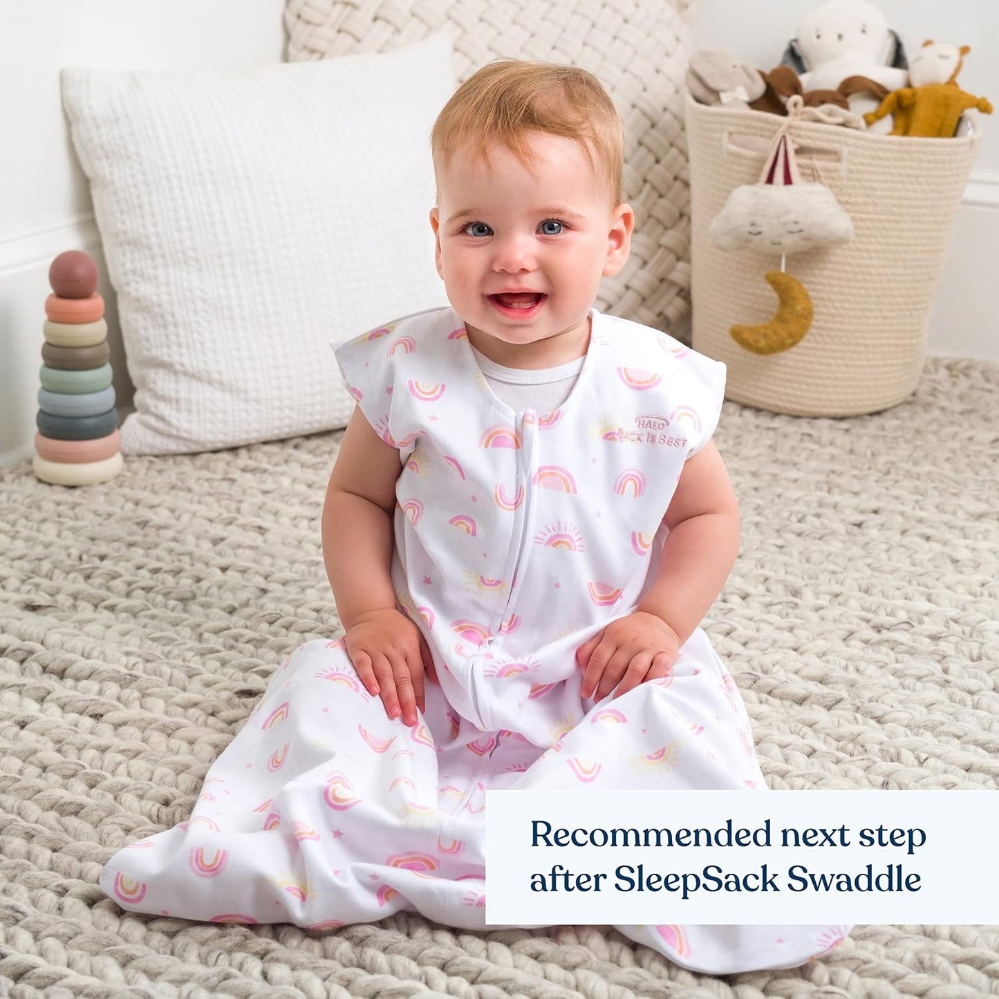 HALO SleepSack, 100% Cotton Wearable Blanket, Swaddle Transition Sleeping Bag, TOG 0.5, Ocean Life, Medium, 6-12 Months