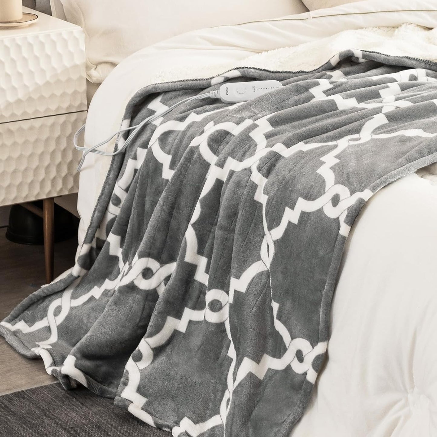 VENTIMI Electric Blanket Heated Throw, 50" x 60" Heated Blanket with 5 Heat Levels & 3 Hours Auto Off, Fast Heating Blankets with ETL & FCC Certification, Grey