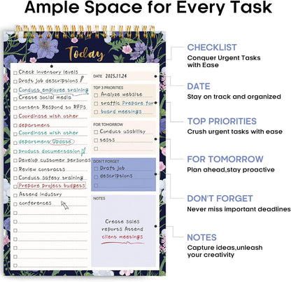 Taja To Do List Notepad - To Do List Notebook for Work with 52 Sheets, 9.8" x 6.5", Undated Daily Planner Perfect for Daily Tasks and Goal Setting, Notepad Suitable for Office, Home & School - Violet Dream