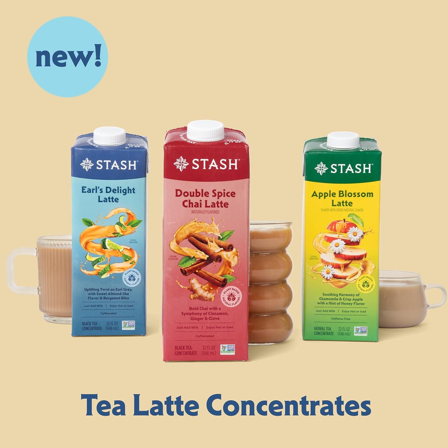 STASH Double Spice Chai Latte - Dairy Free Plant Based Tea Concentrate - Caffeinated - 32 fl oz, 5 Servings