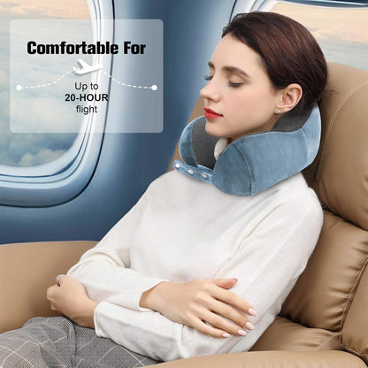 Cirorld Neck Pillow for Traveling, Travel Pillows for Airplanes,100% Pure Memory Foam Travel Neck Pillow, Adjustable Flight Pillow, Portable Plane Accessories with Eye Mask, Earplugs, Carry Bag