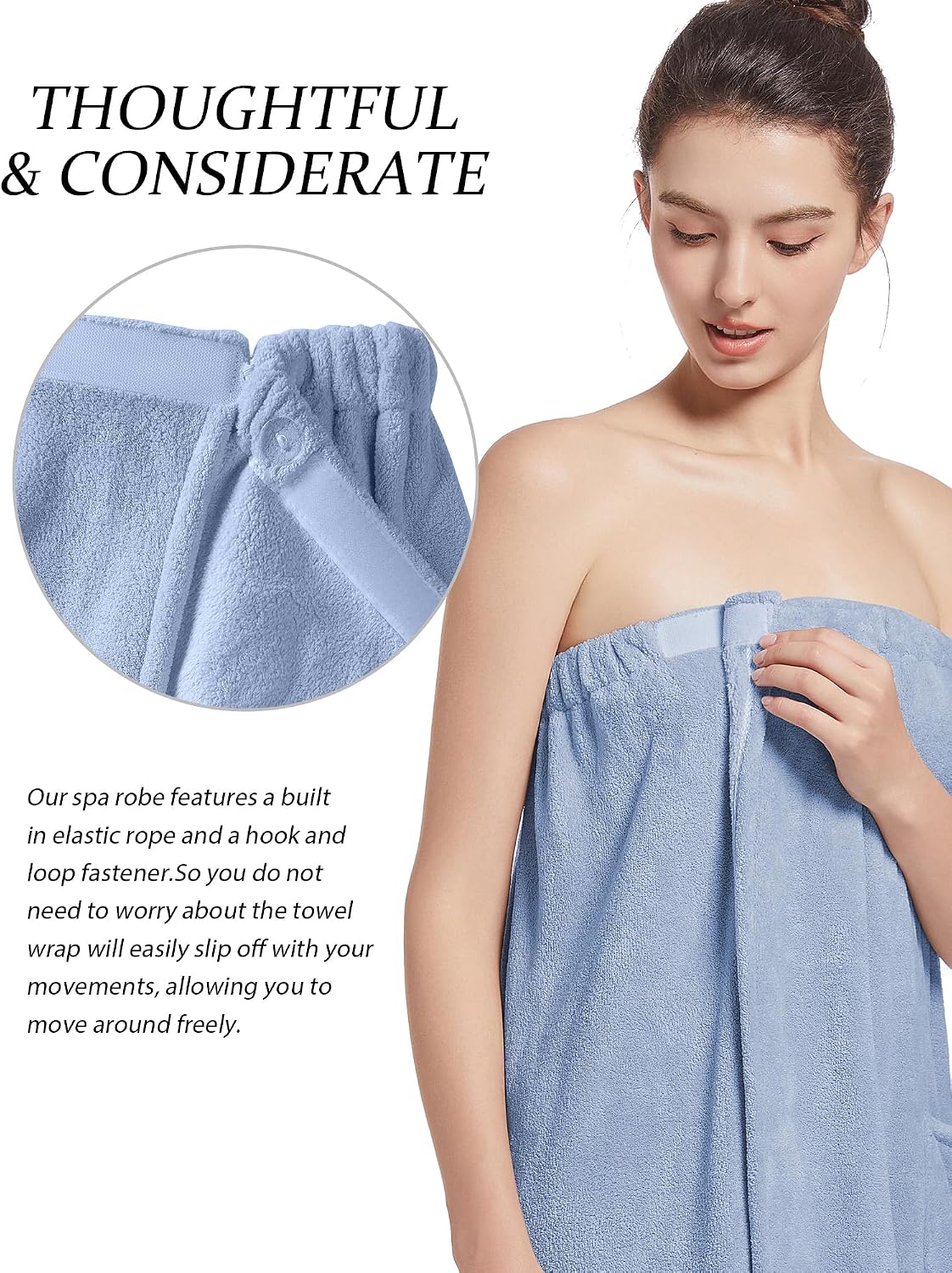Women'S Soft Wrap Towel Full Length，Bath Robe After Shower Female Plush Long，Spa Bathrobes Lightweight With Pockets