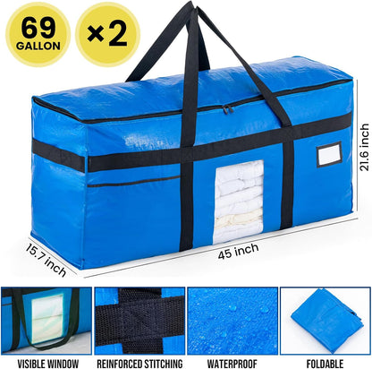 TAILI 69 Gallon Extra Large Storage Bags with Visible Window,Blue