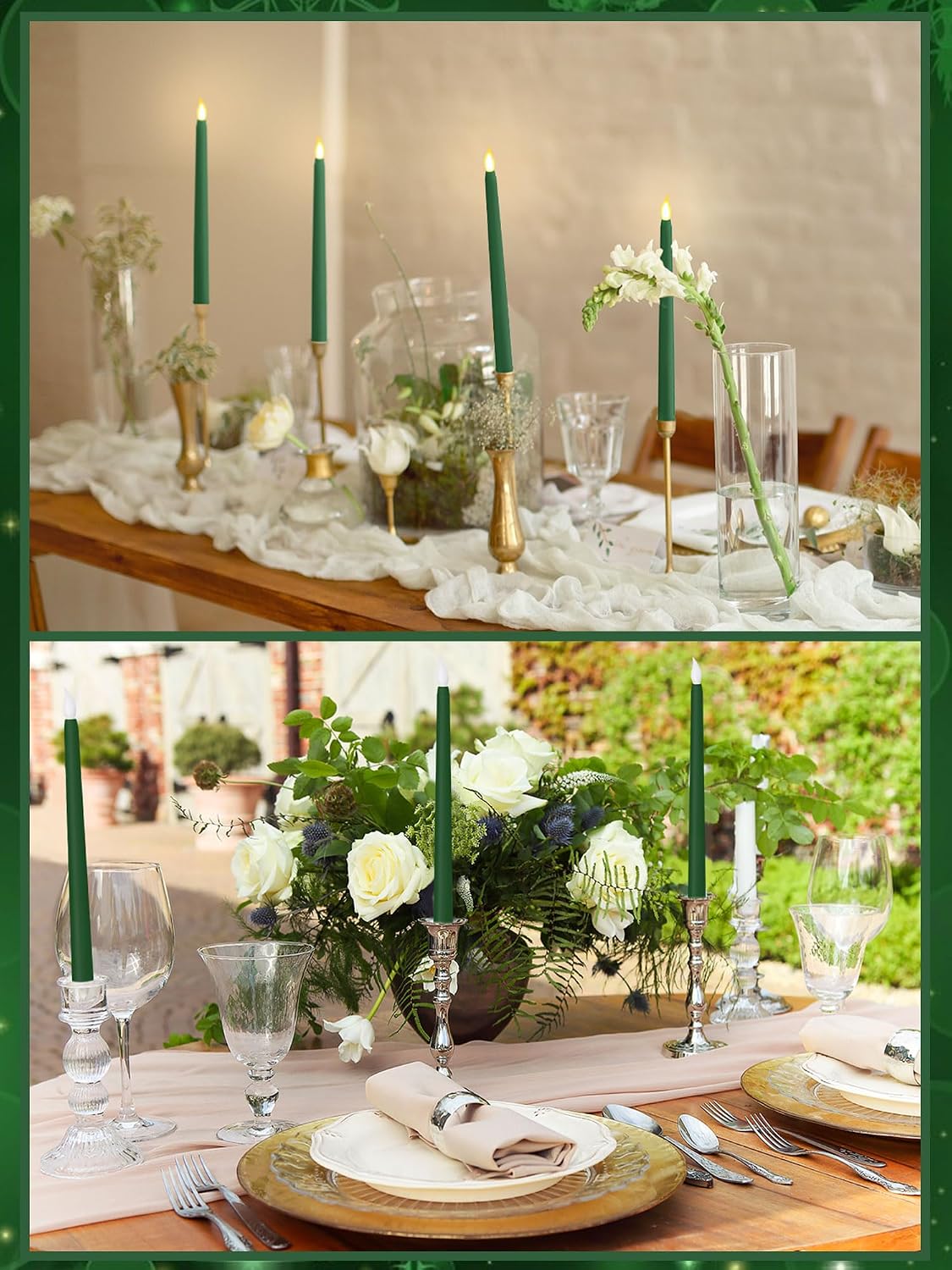 Treela 24 Pcs Flameless Taper Candles Battery Operated Bulk Fake Candles Light LED Candle Sticks Flickering Tapered for Easter Wedding Anniversary Decoration(Basic,11 Inch,Ivory)