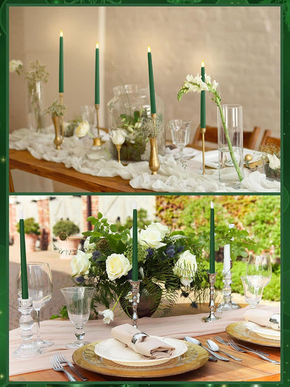 Treela 24 Pcs Flameless Taper Candles Battery Operated Bulk Fake Candles Light LED Candle Sticks Flickering Tapered for Easter Wedding Anniversary Decoration(Basic,11 Inch,Ivory)