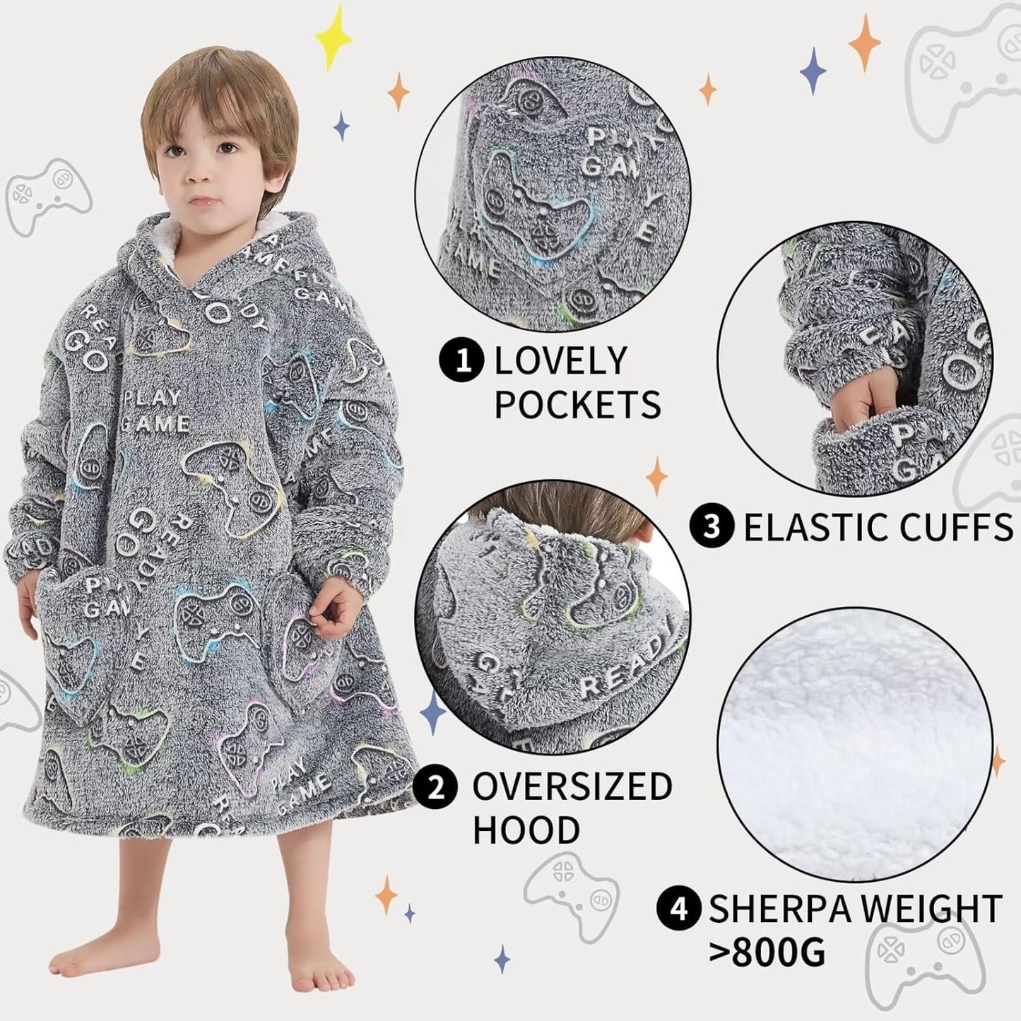 Fiosnow Glow in the Dark Unicorn Blanket Hoodies for Kids 6-13YR Oversize Wearable Blanket Hoodies for Boys Girls Teens