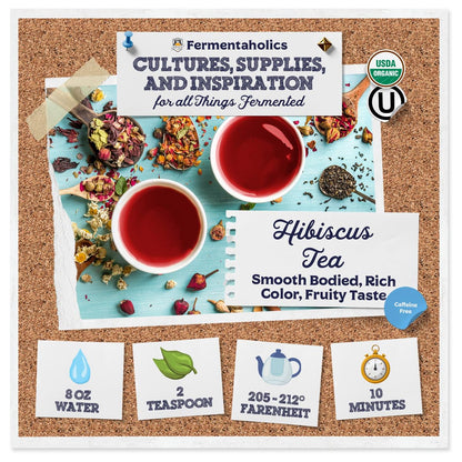 Fermentaholics Organic Hibiscus Tea Loose Leaf Herbal and Tisanes – USDA Organic & OU Kosher, Premium Tea Leaves for Hot or Iced Tea, Kombucha Brewing and Flavoring