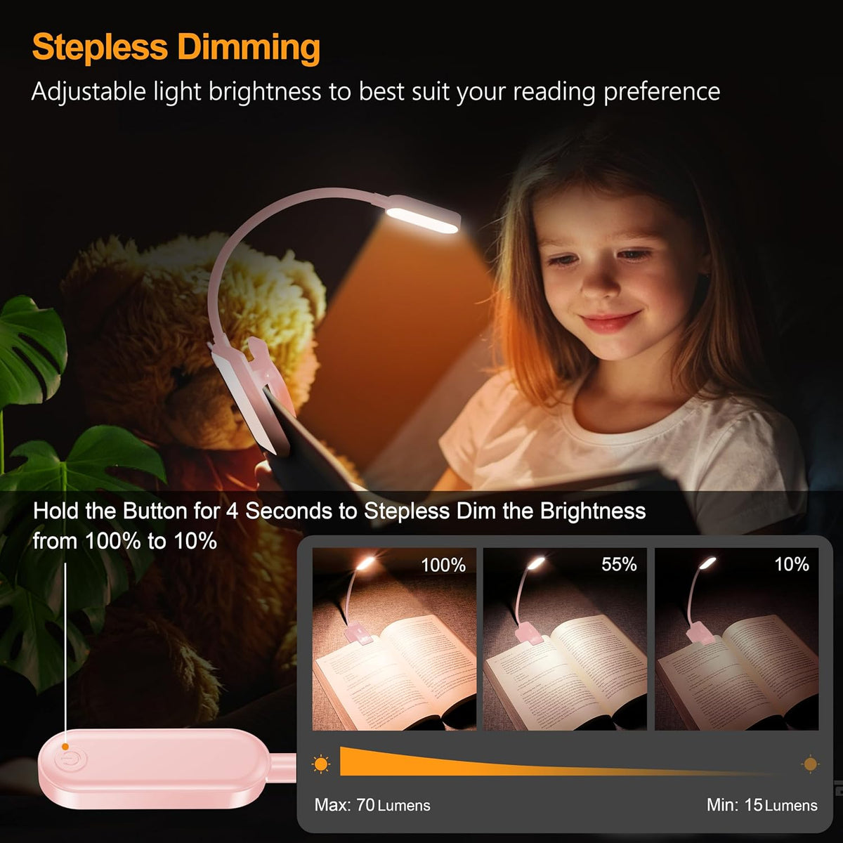 Gritin 16 LED Rechargeable Book Light for Reading in Bed