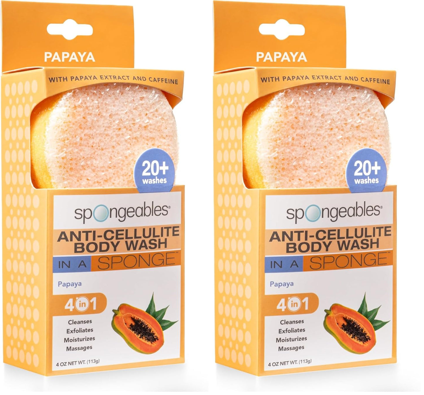 Spongeables Anti-Cellulite Body Wash in a Sponge, Moisturizer and Exfoliator, 20+ Washes