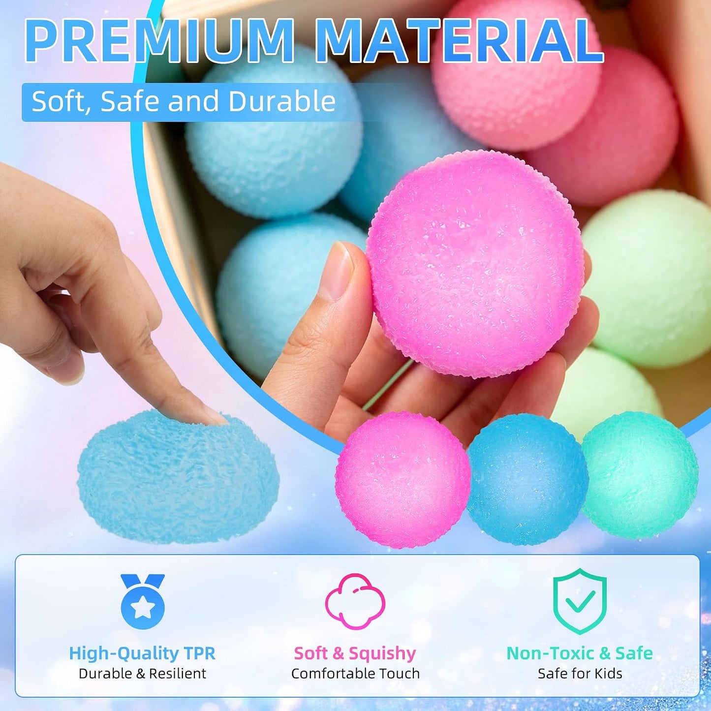 3pcs Squishy Textured Stress Balls Silky Soft Memory Gel Squeeze Balls Squishies Fidget Balls for Anxiety Relief Squishy Ball Sensory for Kids/Adults Hand Exercises 1.85inch