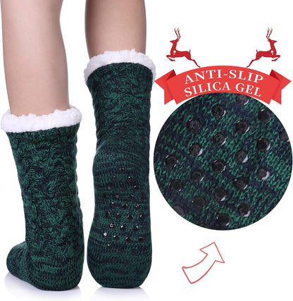 SDBING Women's Winter Super Soft Warm Cozy Fleece Lined Fuzzy Slipper Socks with Grippers