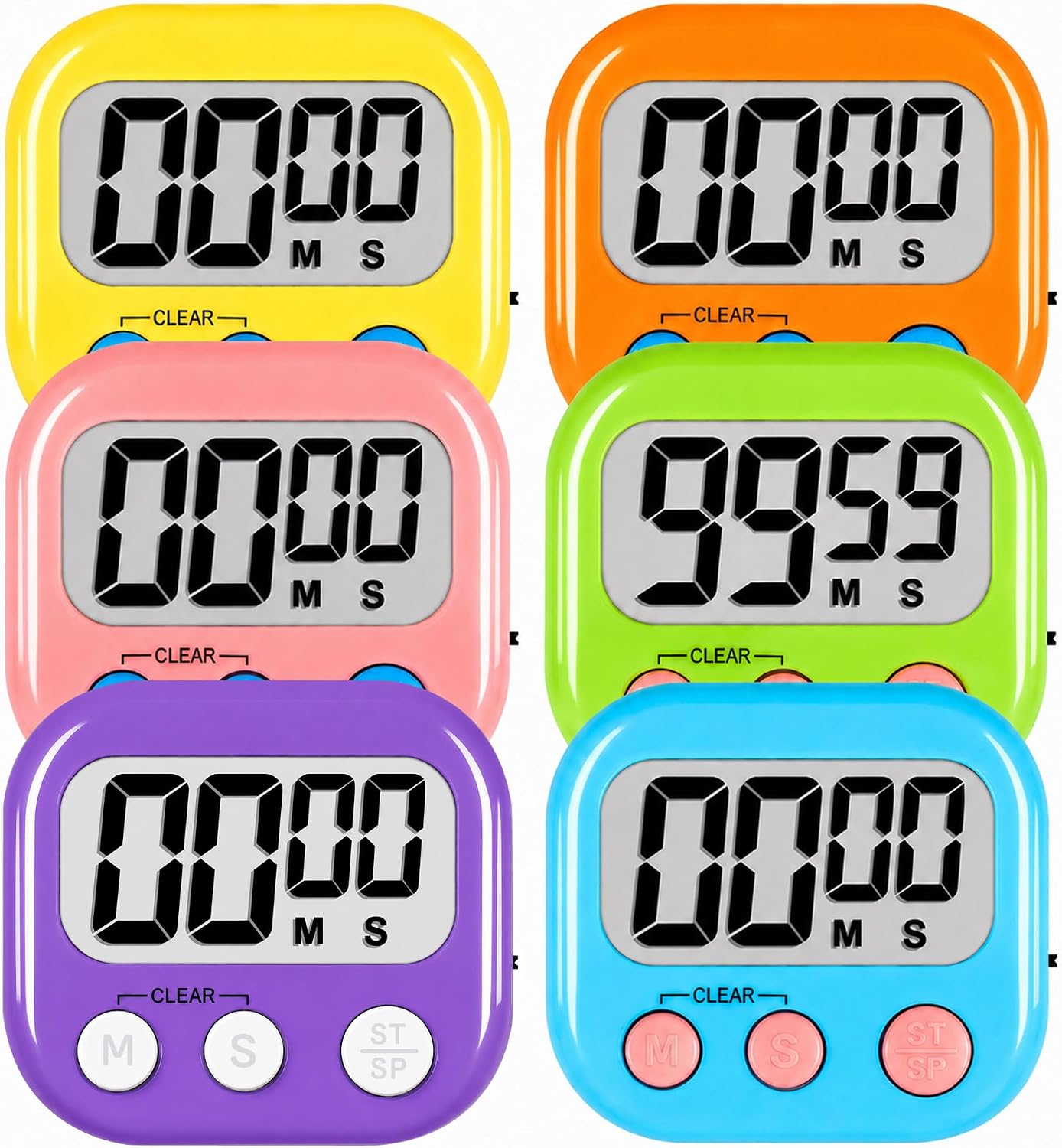 ZILLEEN Classroom Timers for Kids Classroom Magnetic Digital Kitchen Timers for Cooking Teachers Gym Game 6 Pcs