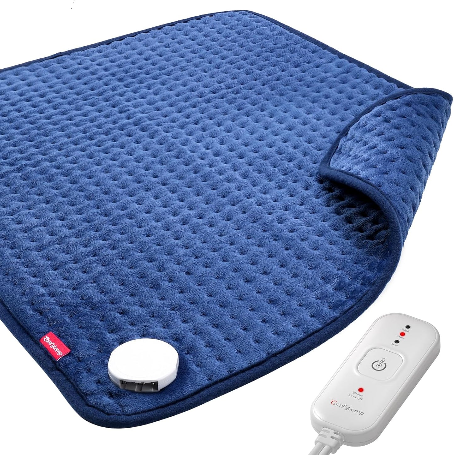 Comfytemp Extra Large Heating Pad for Back & Period, 33''x 17'' King Size FSA Eligible Pack, Birthday Gifts for Women Men Mom Dad, HSA Electric XL Heat Wrap for Body/Shoulder/Neck/Knee, Washable, Blue
