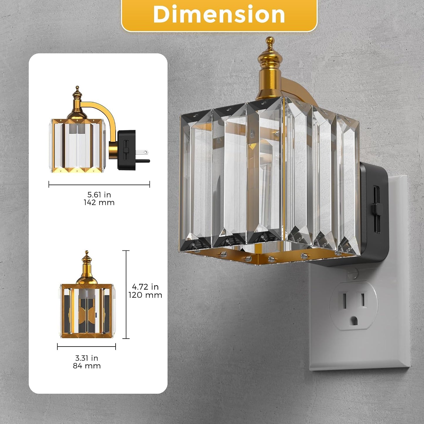 L LOHAS LED Night Lights Plug into wall, Amber Night Light with Adjustable Brightness, Plug in NightLight with Auto Light Sensor, Wall Sconce-Style Design Night Light for Bathroom,Hallway, 2 Pack