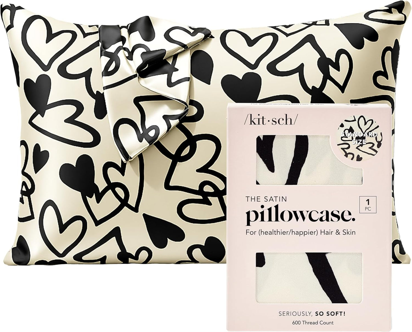Kitsch Satin Pillowcase with Zipper for Hair & Skin - Softer Than Silk Pillow Cases, Smooth Cooling Satin Pillow Case, Wrinkle-Free, Machine Washable - Pillow Cases Standard Size (19x26) - Blush