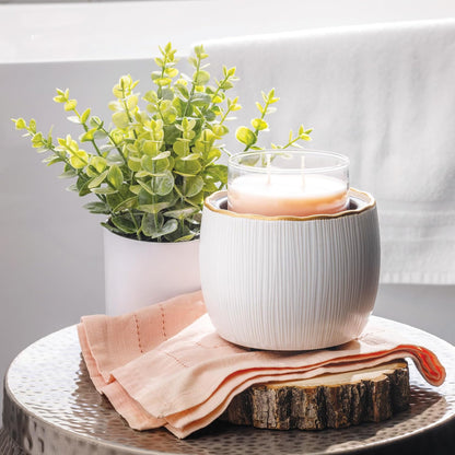 Candle Warmers ETC. Illumination Fragrance Warmer- Light-Up Warmer for Warming Scented Candle Wax Melts and Tarts or to Freshen Room, White Harmony