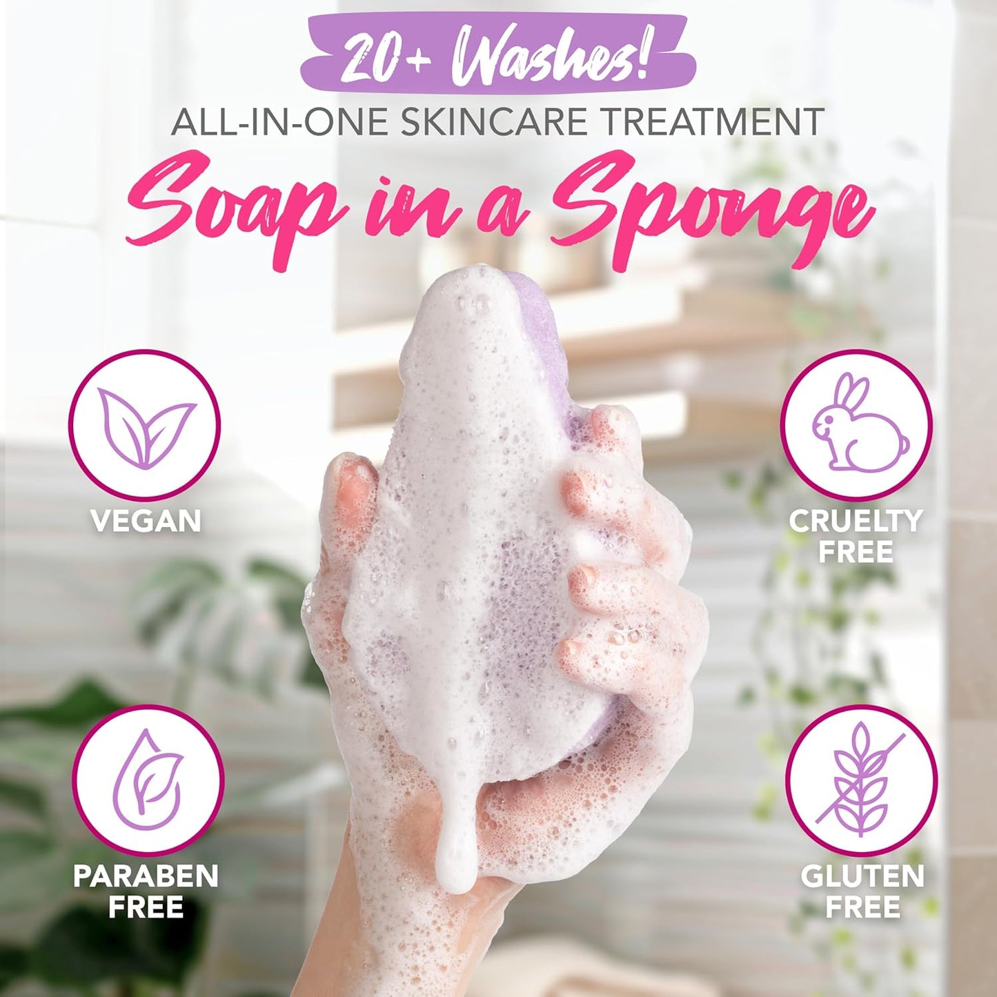 Spongeables Anti-Cellulite Body Wash in a Sponge, Moisturizer and Exfoliator, 20+ Washes
