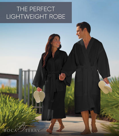 Women’s Waffle Robe by Boca Terry, Kimono Style Lightweight Summer Robe