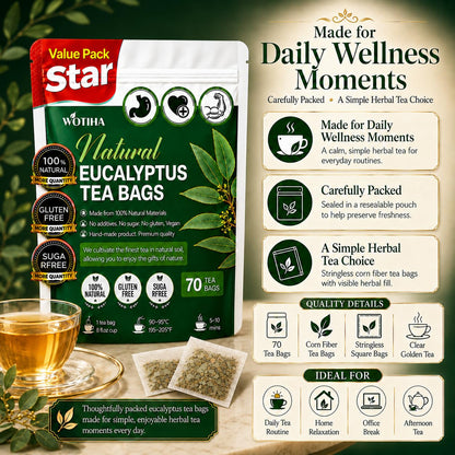WOTIHA 60 Count Premium Lemon Balm Tea Bags - 100% Pure Natural Leaves, Lemony Citrusy Flavor, Supports Calming & Digestion, Caffeine-Free, Additive-Free, Sugar-Free, Vegan Non-GMO