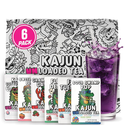 Kajun Loaded Tea Packets – Caffeine Free UNLoaded Tea Variety 6 Pack Bundle