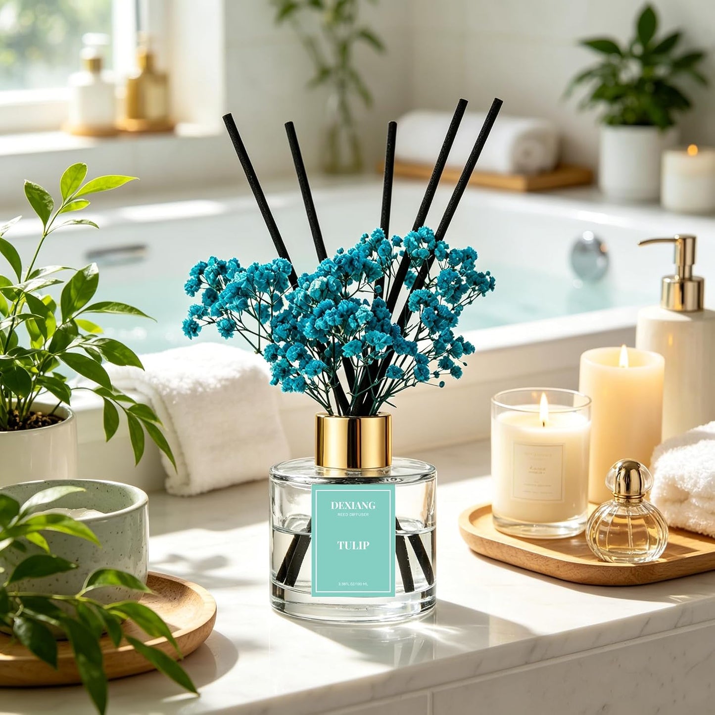 Reed Diffuser Set, Coconut 3.38 fl oz Oil Home Fragrance Bathroom Decor