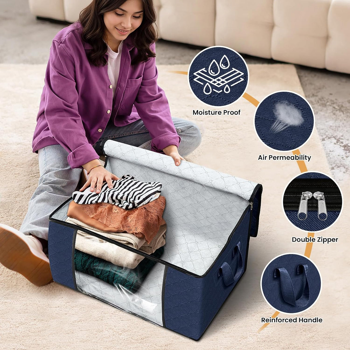 Fab totes Storage Bags for Clothes Blanket Storage Bins with Lids