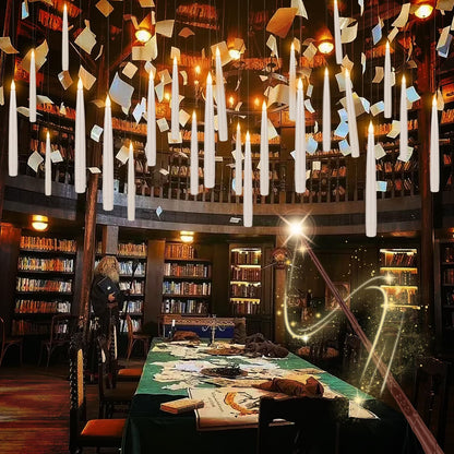 24 Pcs LED Flameless Candles with Remote, 3D Flickering Flame & LED String Lights, Acrylic Clear Cylinder, Timer Function, Romantic Ambience for Home Decor, Party, Wedding (Ivory).