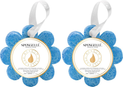 Spongellé French Lavender Wild Flower Bath Sponge | Built-in Body Wash & Body Scrubber, Shower Loofah Sponge for Women | 14+ uses