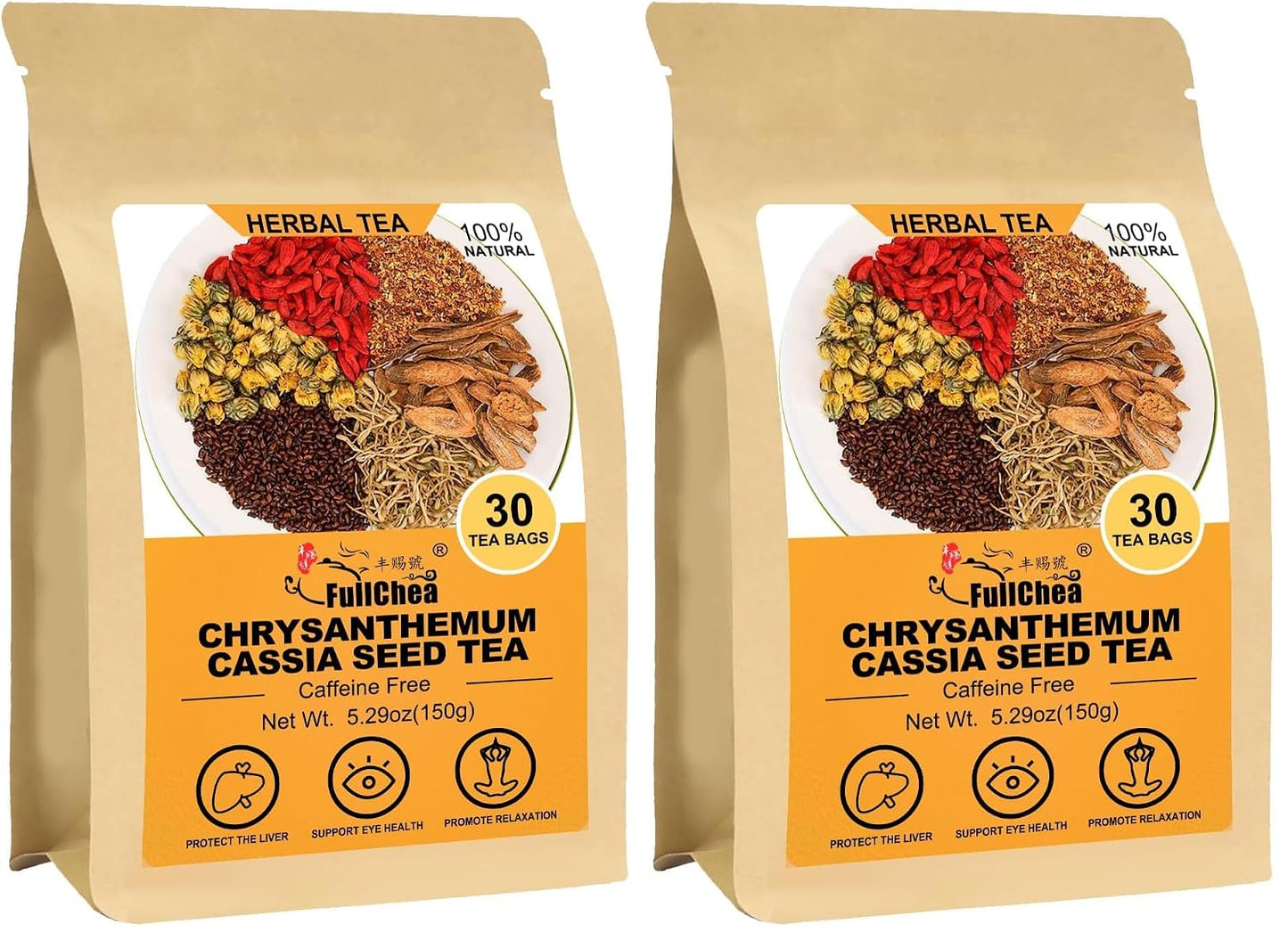 FullChea - Rooibos Tea Bags, 60 Counts - Premium South African Natural Rooibos - Non-GMO - Caffeine-Free - Antioxidant-Rich & Supports Digestion
