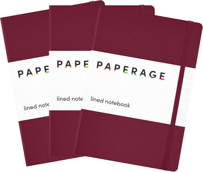 PAPERAGE Lined Journal Notebook, Hardcover Journal for Women & Men, 160 Pages, (5.6 in x 8 in), College Ruled Journaling Notebook for Work, School Supplies & Note Taking, (Black)