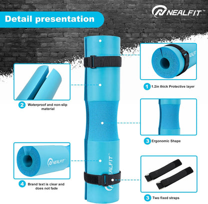 NEALFIT Barbell Pad Squat Pad for Squats—Squat Bar Pad—Great for Weightlifting,Lunges and Hip Thrusts—Foam Sponge Pad—Fit Standard and Olympic Bars Perfectly
