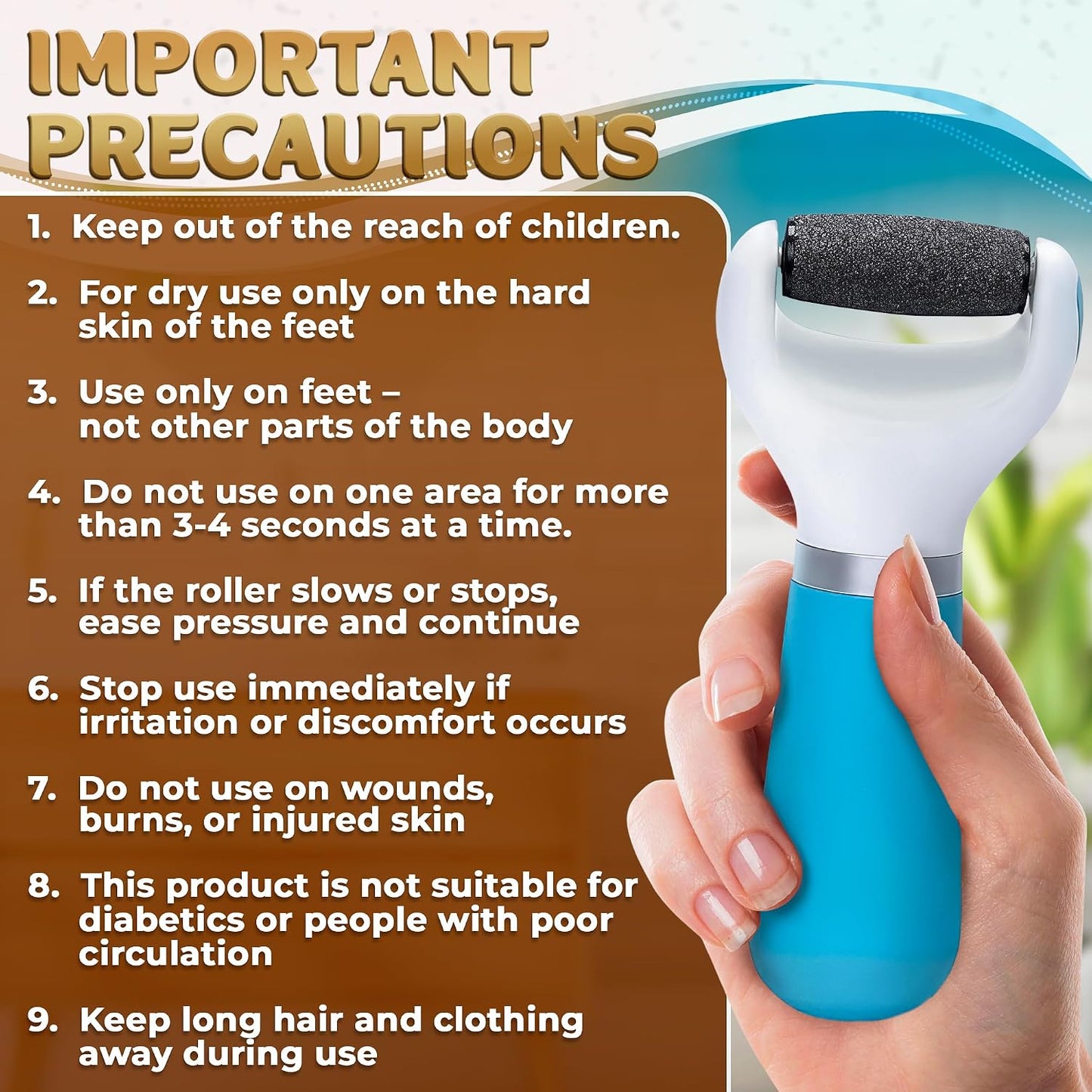 Electric Foot Callus Remover Tool for Dead Skin & Cracked Heels – Battery-Operated Foot Grinder with Replaceable Roller – Pedicure Tools for Feet & Toes – Smooth Feet at Home (Batteries Not Included)