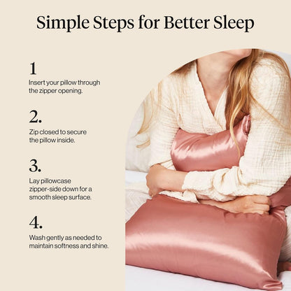 Kitsch Satin Pillowcase with Zipper for Hair & Skin - Softer Than Silk Pillow Cases, Smooth Cooling Satin Pillow Case, Wrinkle-Free, Machine Washable - Pillow Cases Standard Size (19x26) - Blush