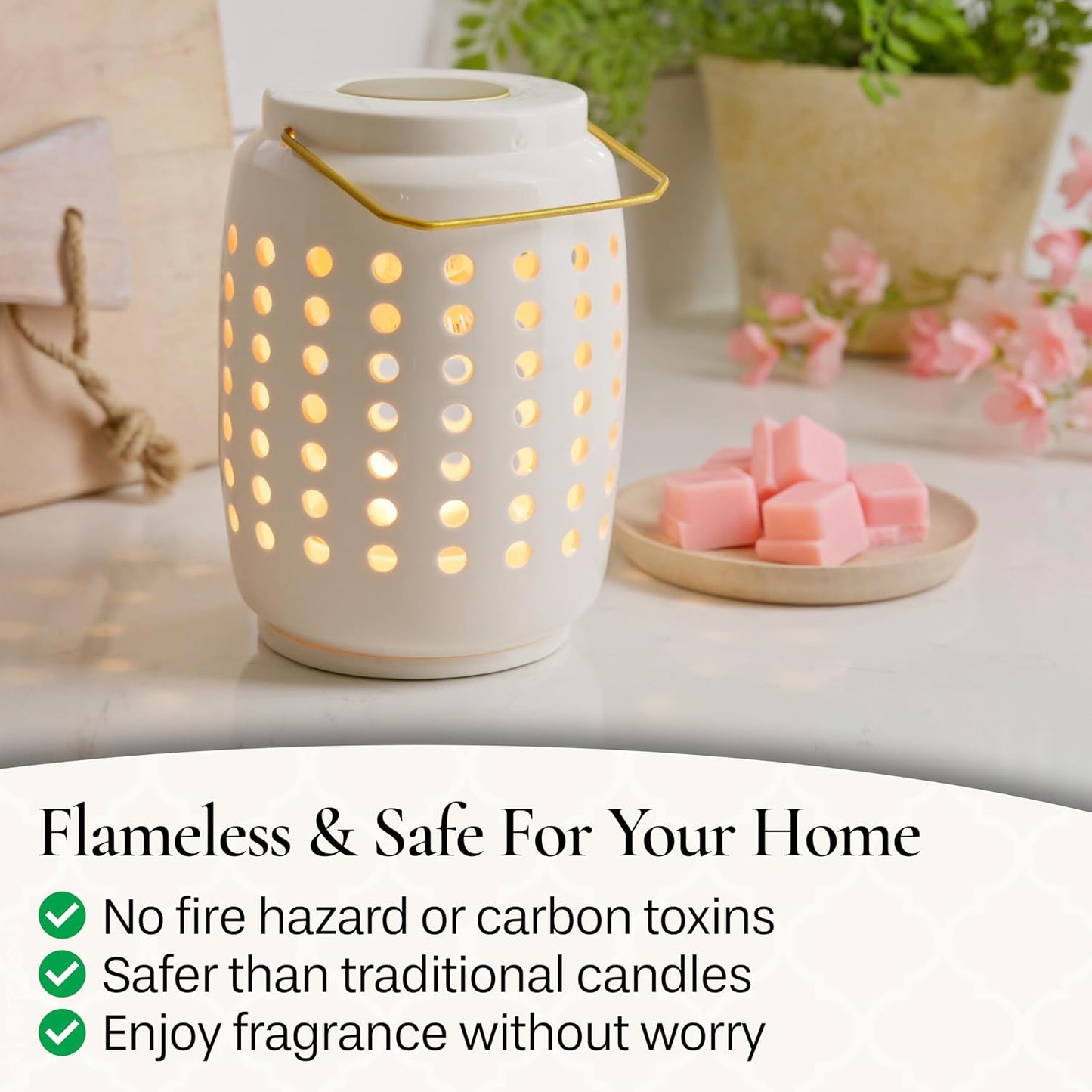 Candle Warmers ETC. Illumination Fragrance Warmer- Light-Up Warmer for Warming Scented Candle Wax Melts and Tarts or to Freshen Room, White Harmony