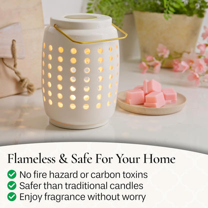 Candle Warmers ETC. Illumination Fragrance Warmer- Light-Up Warmer for Warming Scented Candle Wax Melts and Tarts or to Freshen Room, White Harmony