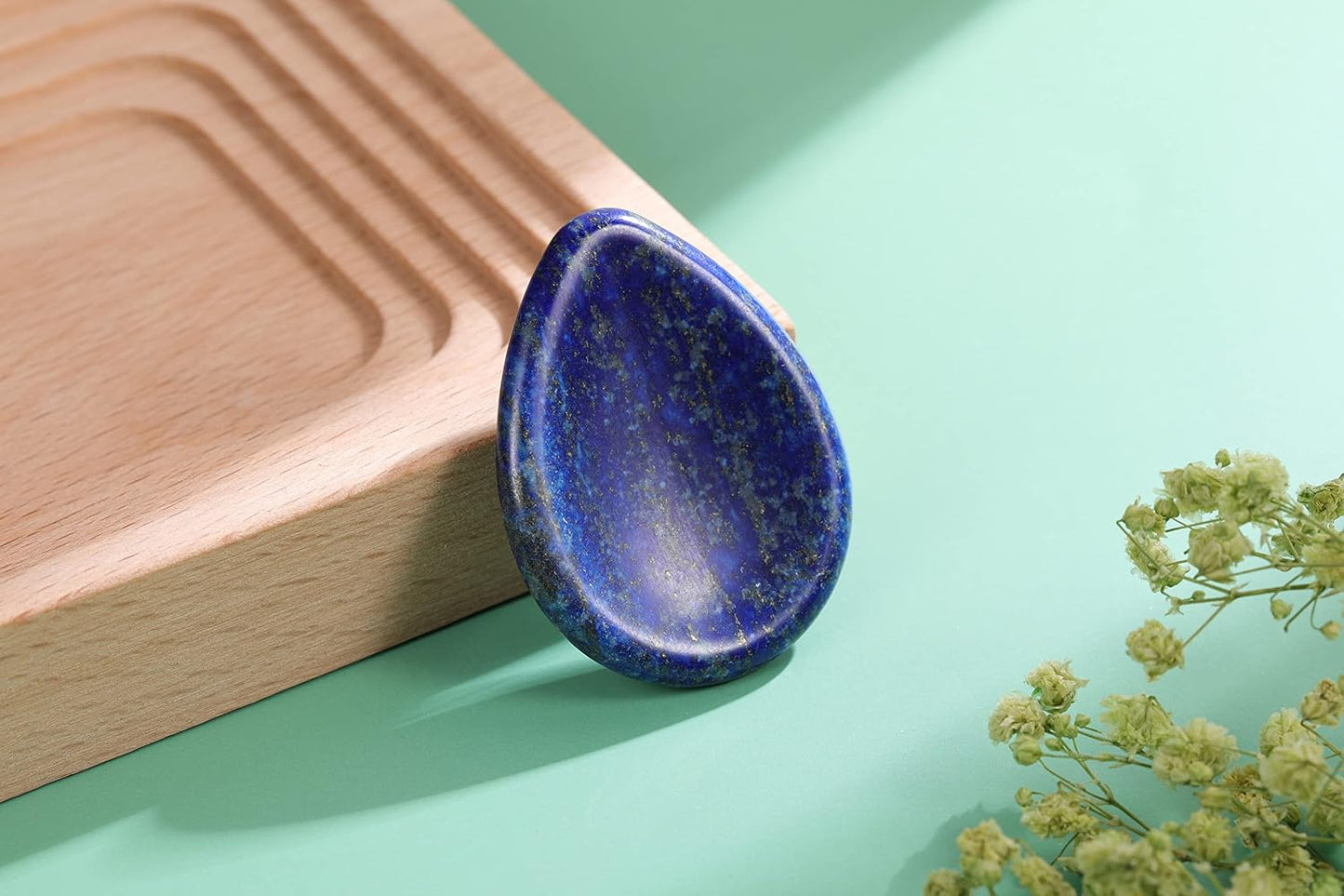CrystalTears Tiger's Eye Thumb Worry Stone Healing Crystal Pocket Palm Stone Worry Stones for Anxiety Stress Relief