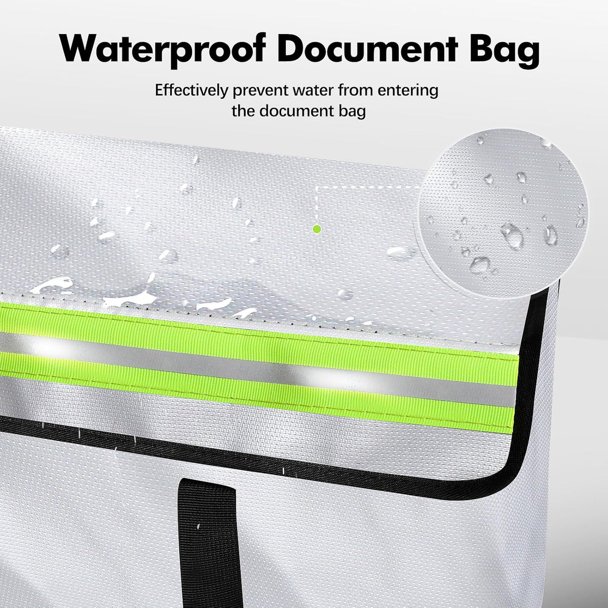 Large Fireproof Document Bag for Home Safe Storage, 15 x 12 x 6in, Black