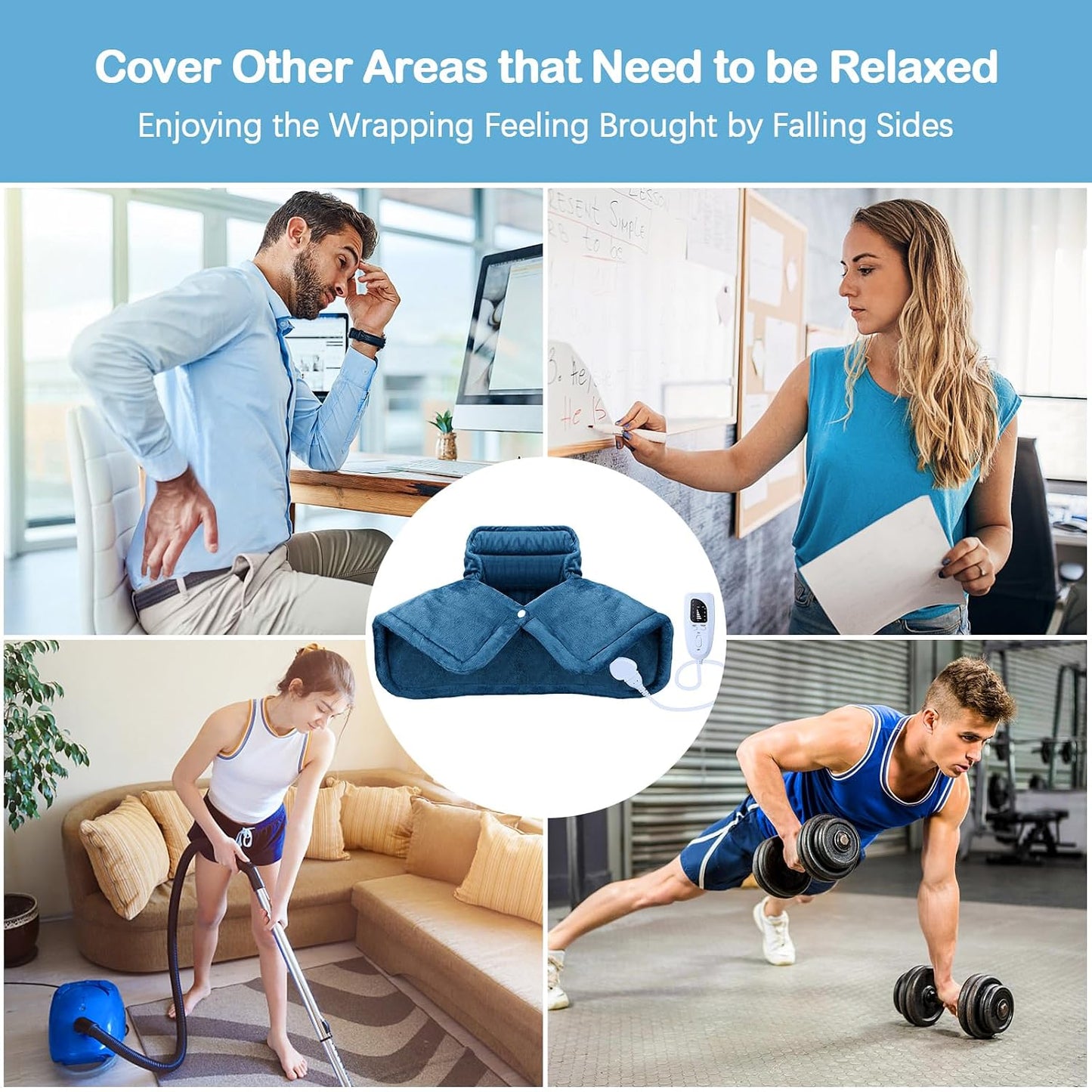 NIUONSIX Heating Pad for Neck Shoulders Back Pain Relief, Weighted Heat Wrap for Home Office Relax, 6 Heat Settings 4 Auto-Off, Father's Day Dad Gifts for Men Husband Birthday Gifts for Women Mom