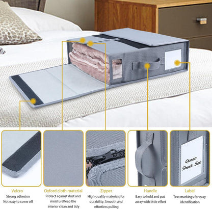 Sheet Organizers and Storage, Foldable Cube with Handles & Labels