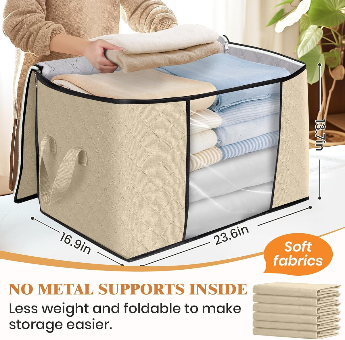 Fab totes Storage Bags for Clothes Blanket Storage Bins with Lids