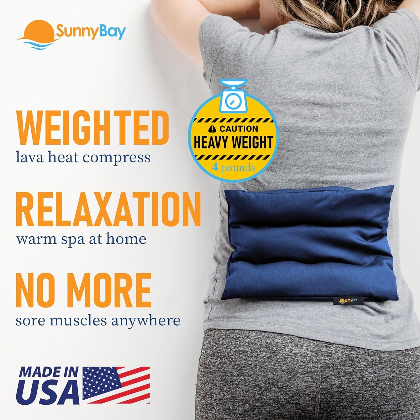 SunnyBay Microwave Heating Pad, Microwavable Moist Hot or Cool Bean Bag Wrap for Neck, Shoulder, Knee, or Back Pain with Fastening Straps, 10x18 Inch Heating Area, 2.8 Lbs, 58 Inches