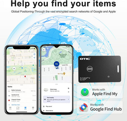 OTIC Slim Bluetooth Wallet Tracker, Tag for Apple Find My & Google Find Hub