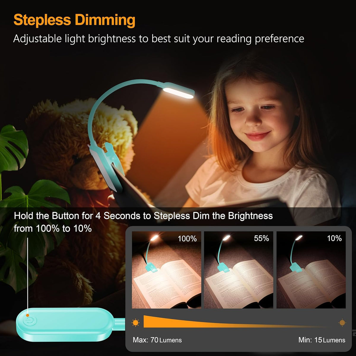 Gritin 16 LED Rechargeable Book Light for Reading in Bed