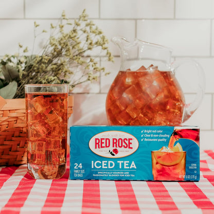 Red Rose Family Size Iced Tea Full Flavored & Refreshing, 24 Ct, 6 Pack