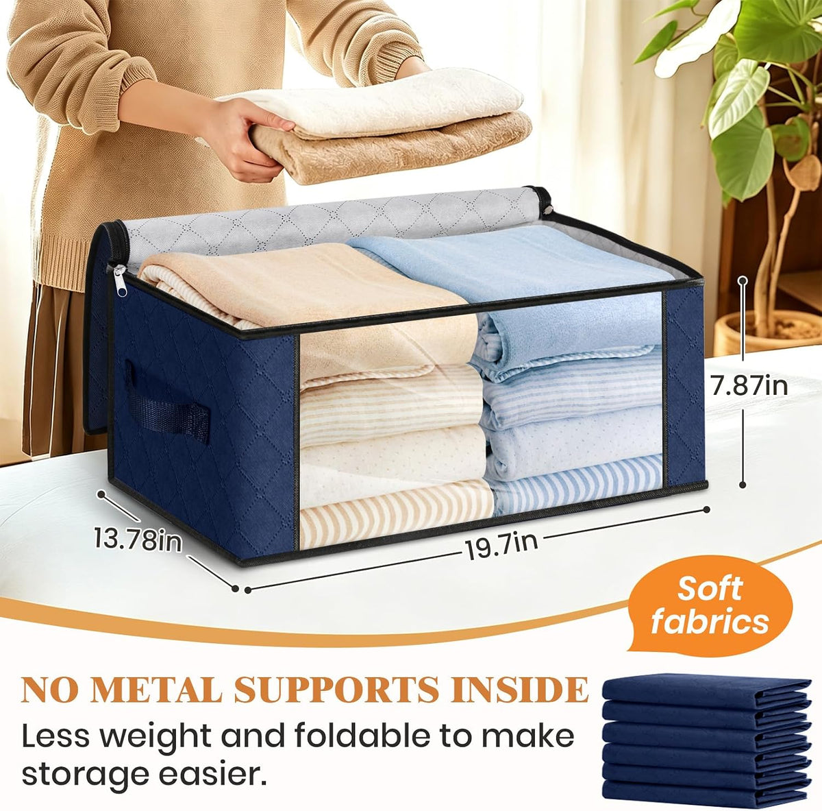 Fab totes Storage Bags for Clothes Blanket Storage Bins with Lids