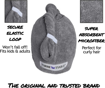 Turbie Twist 2-Pack Microfiber Hair Towel for Beauty, Travel, Gifting - Hair Wrap Turban for Straight, Wavy & Curly Hair - Premium Personal Care - Dark Purple & Light Purple
