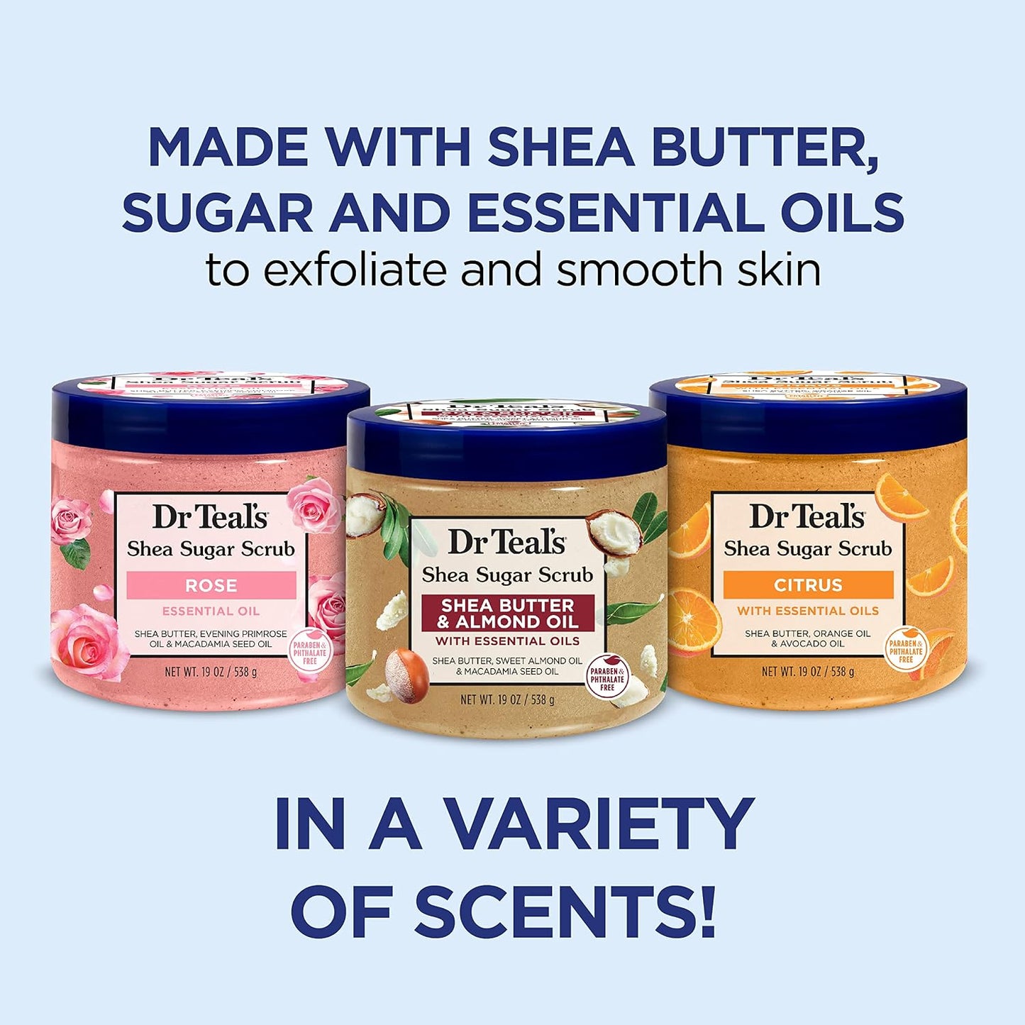 Dr Teal's Shea Sugar Sleep Scrub, with Melatonin, Lavender, & Essential Oils, 19oz (Pack of 3)