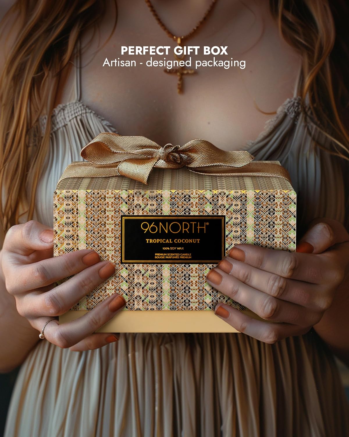 96NORTH Luxury Vanilla Soy Candles | Large 3 Wick Jar Candle | Up to 50 Hours Burning Time | 100% Natural Soy Wax | Relaxing Aromatherapy Aesthetic Candle | Housewarming Gift for Men and Women