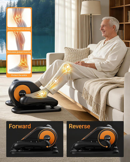 UMAY Under Desk Elliptical Eclipse Leg Exerciser Electric as seen on TV | Foot Pedal Peddler Seated Exercise Machine for Seniors 12 Level Speeds Manual Auto Mode with Remote for Home Office